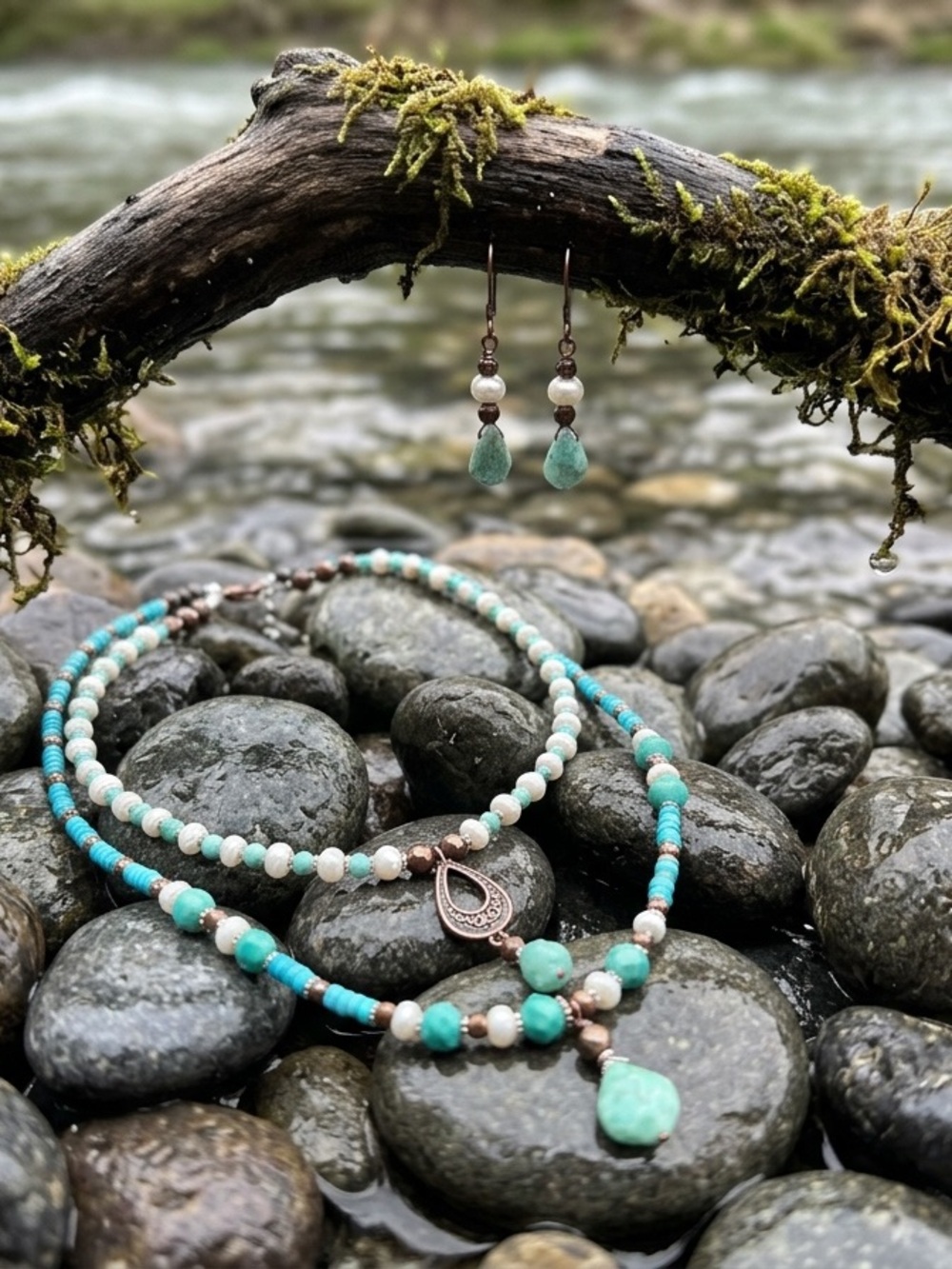 Turquoise and Amazonite Copper Set